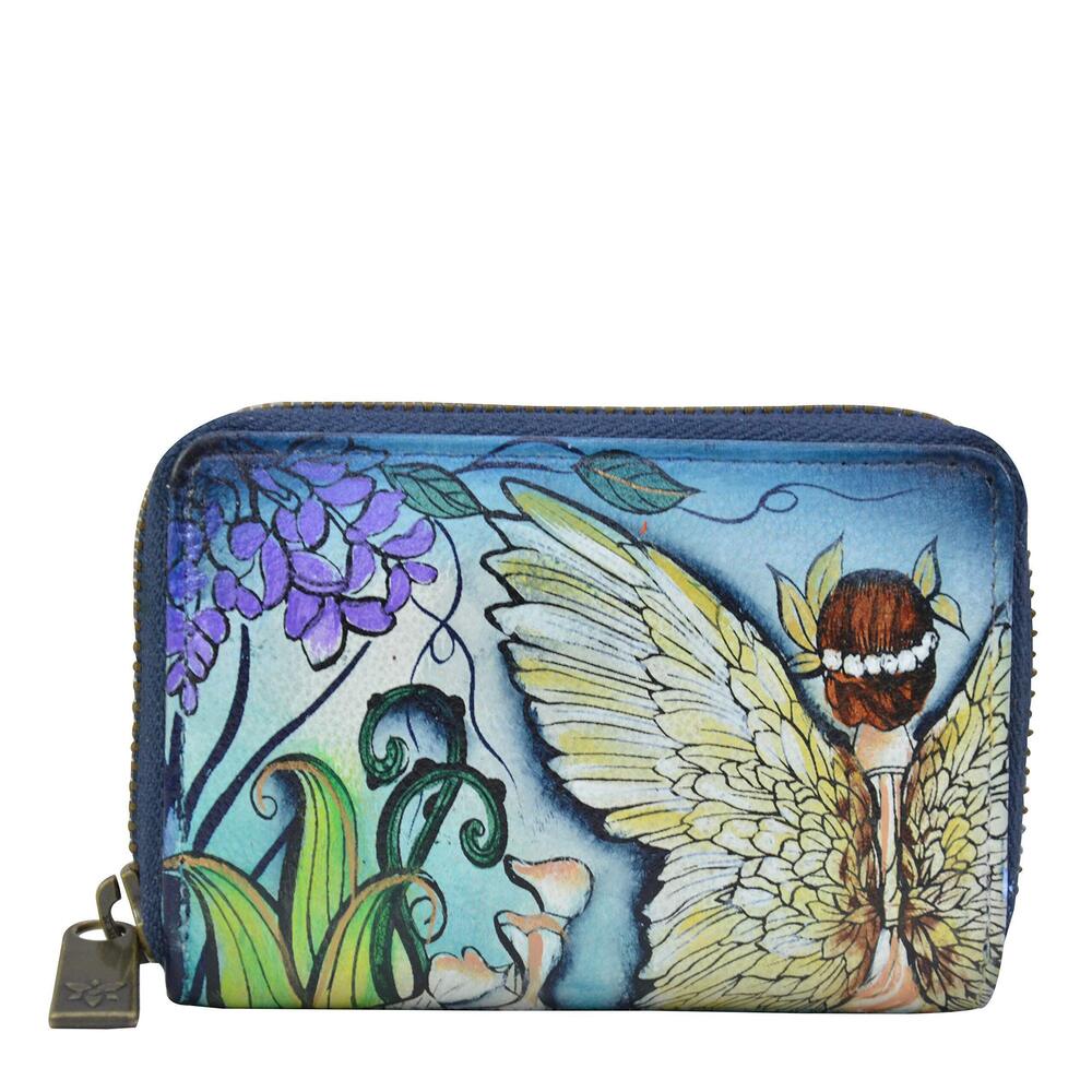 7163 Original Hand-Painted Leather Accordion Style Credit and Business Card